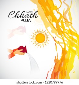 Vector illustration of a Background And Poster For Indian festival Happy Chhath Puja.