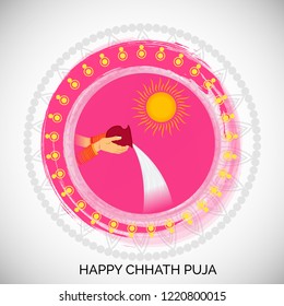 Vector illustration of a Background And Poster For Indian festival Happy Chhath Puja.