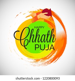 Vector illustration of a Background And Poster For Indian festival Happy Chhath Puja.