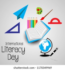 Vector illustration of a background or poster for International Literacy Day.