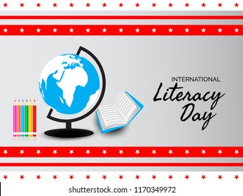 Vector illustration of a background or poster for International Literacy Day.