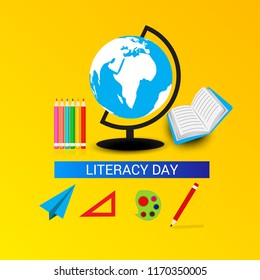 Vector illustration of a background or poster for International Literacy Day.