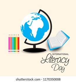 Vector illustration of a background or poster for International Literacy Day.