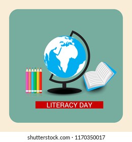 Vector illustration of a background or poster for International Literacy Day.