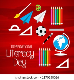Vector illustration of a background or poster for International Literacy Day.