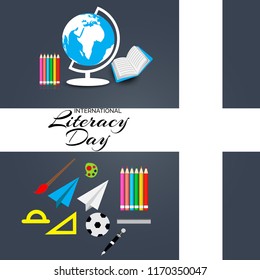 Vector illustration of a background or poster for International Literacy Day.