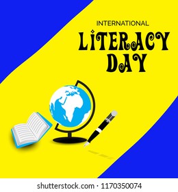 Vector illustration of a background or poster for International Literacy Day.