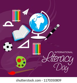 Vector illustration of a background or poster for International Literacy Day.