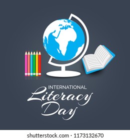 Vector illustration of a background or poster for International Literacy Day.
