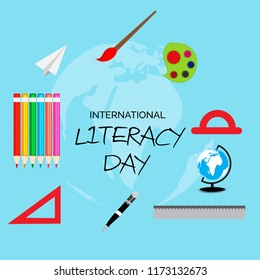 Vector illustration of a background or poster for International Literacy Day.