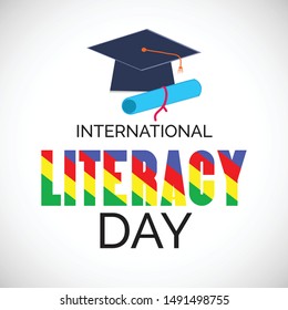 Vector illustration of a background or poster for International Literacy Day.