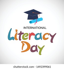 Vector illustration of a background or poster for International Literacy Day.