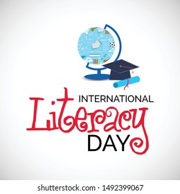Vector illustration of a background or poster for International Literacy Day.