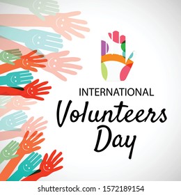 Vector illustration of a background Or poster for International Volunteers Day.