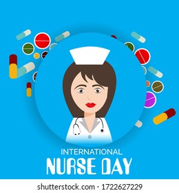 Vector illustration of a background or Poster for International Nurse Day.
