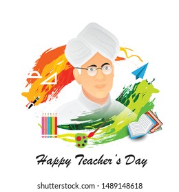 Vector illustration of a background or Poster with stylish text for Happy Teacher's Day.