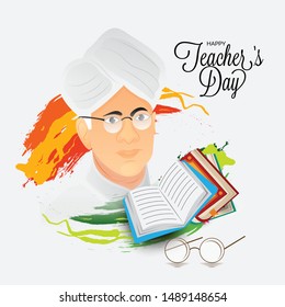 Vector illustration of a background or Poster with stylish text for Happy Teacher's Day.