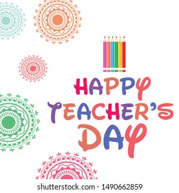 Vector illustration of a background or Poster with stylish text for Happy Teacher's Day.