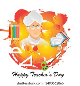 Vector illustration of a background or Poster with stylish text for Happy Teacher's Day.