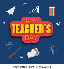 Vector illustration of a background or Poster with stylish text for Happy Teacher's Day.