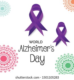 Vector illustration of a Background Or Poster for World Alzheimer's Day with purple awareness ribbon on September 21.