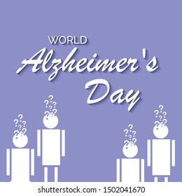 Vector illustration of a Background Or Poster for World Alzheimer's Day with purple awareness ribbon on September 21.