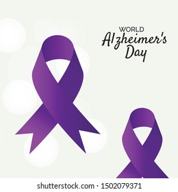 Vector illustration of a Background Or Poster for World Alzheimer's Day with purple awareness ribbon on September 21.