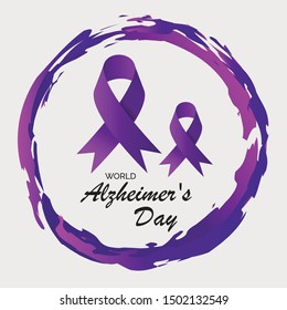 Vector illustration of a Background Or Poster for World Alzheimer's Day with purple awareness ribbon on September 21.