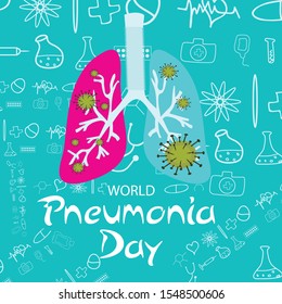 Vector illustration of a Background or Poster for World Pneumonia Day.