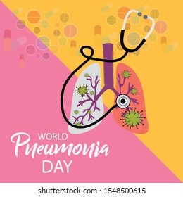 Vector illustration of a Background or Poster for World Pneumonia Day.