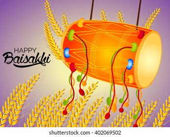 Vector illustration of a background for Punjab New Year (Baisakhi Mubarak) Happy Baisakhi festival.