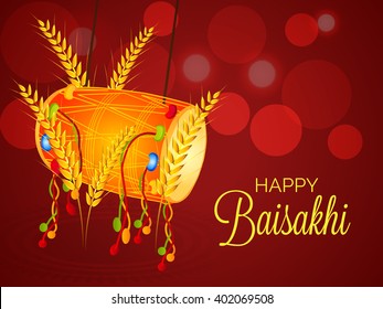 Vector illustration of a background for Punjab New Year (Baisakhi Mubarak) Happy Baisakhi festival.