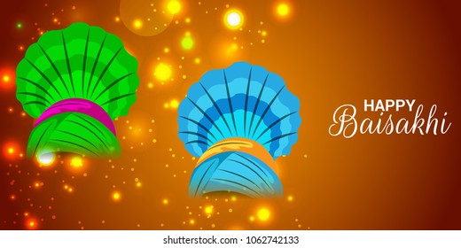Vector illustration of a Background for Punjabi Festival Happy Baisakhi Celebration.