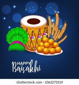 Vector illustration of a Background for Punjabi Festival Happy Baisakhi Celebration.