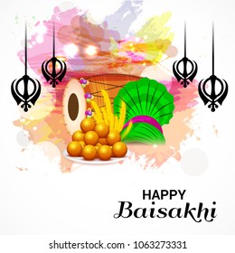 Vector illustration of a Background for Punjabi Festival Happy Baisakhi Celebration.
