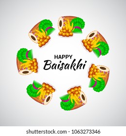 Vector illustration of a Background for Punjabi Festival Happy Baisakhi Celebration.