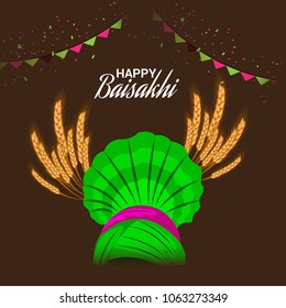 Vector illustration of a Background for Punjabi Festival Happy Baisakhi Celebration.