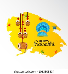 Vector illustration of a Background for Punjabi Festival Happy Baisakhi Celebration.