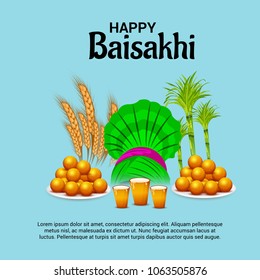 Vector illustration of a Background for Punjabi Festival Happy Baisakhi Celebration.
