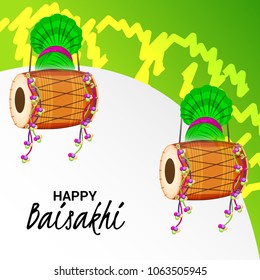 Vector illustration of a Background for Punjabi Festival Happy Baisakhi Celebration.