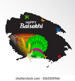 Vector illustration of a Background for Punjabi Festival Happy Baisakhi Celebration.