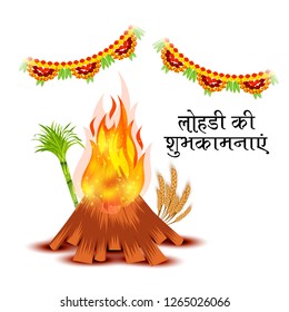 Vector illustration of a background for Punjabi Festival with message Lohri ki Shubhkamnaye Meaning Happy Wishes for Lohri.