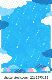 Vector illustration background with rain and umbrella.