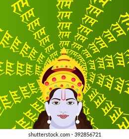 Vector illustration of a background for Ram Navami with god Rama.