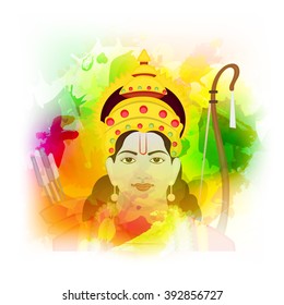 Vector illustration of a background for Ram Navami with god Rama.