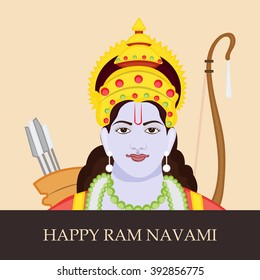 Vector illustration of a background for Ram Navami with god Rama.