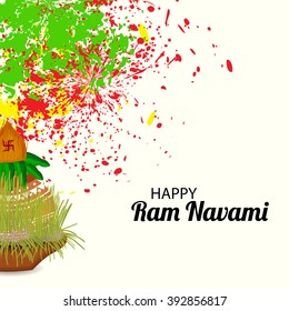 Vector illustration of a background for Ram Navami with kalash.