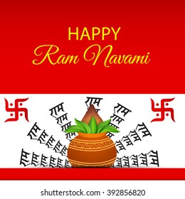 Vector illustration of a background for Ram Navami with kalash.