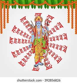 Vector illustration of a background for Ram Navami with god Rama.