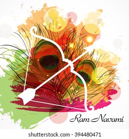 Vector illustration of a background for Ram Navami with Bow and Arrow.